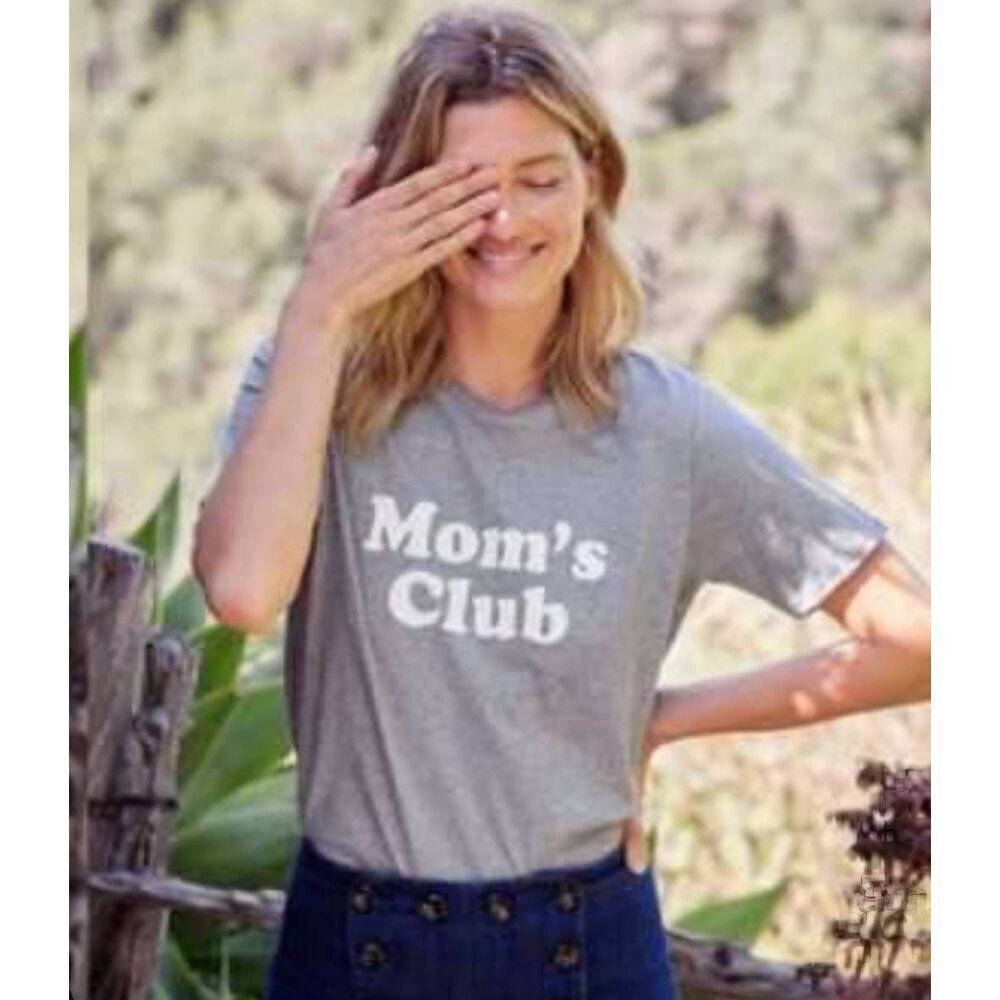 Sezane Mom's club organic cotton gray t shirt XS